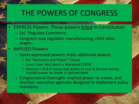 Ppt Powers Of Congress Powerpoint Presentation Free Download Id
