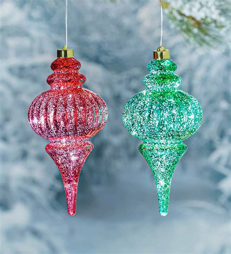 Indooroutdoor Lighted Shatterproof Hanging Holiday Finial Ornaments