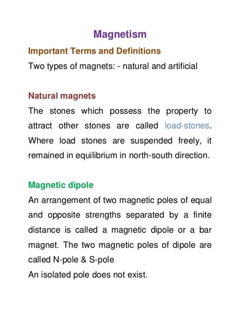 11th Physics Notes Magnetism
