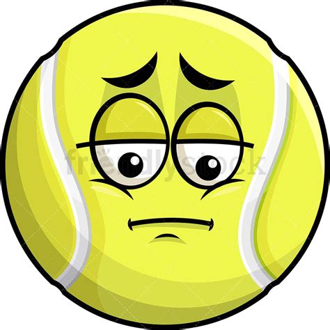 Depressed Tennis Ball Emoji Cartoon Clipart Vector Friendlystock