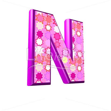 Upper Case Letter N With Pink Stars Texture 3d