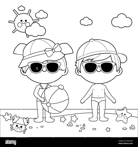 Coloring Pages Sun Umbrella Sunscreen Sunglasses