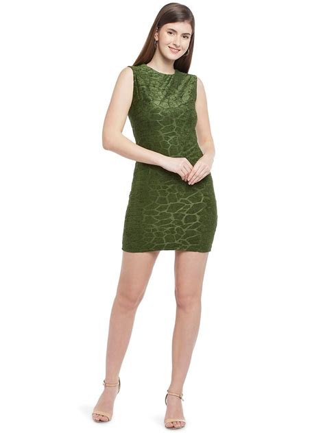 Olive Green Sheath Mini Dress महिलाओं की डिजाइनर ड्रेस लेडीज डिजाइनर