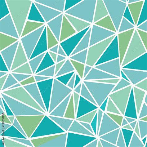 Vector Blue Green Geometric Mosaic Triangles Repeat Seamless Pattern