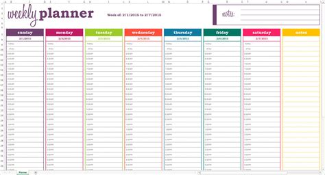 Weekly Planner Template Excel Excel Templates