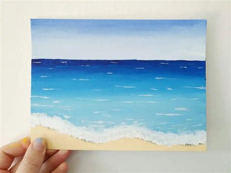 How To Paint A Simple Beach Scene With Acrylics Birch And Button