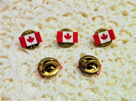 5 Canadian Flag Lapel Pin 5 Canadian Flag Hat Pins 5 Etsy Flag