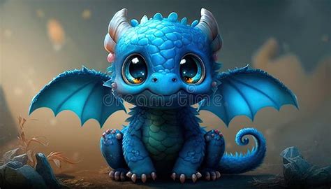 A Charming Cute Baby Dragon Realistic Illustration Of A Fantasy