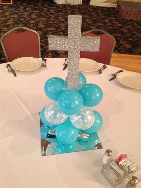 Caribbean Blue Tablecp Babe Baptism Centerpieces Baptism Party Decorations First Communion