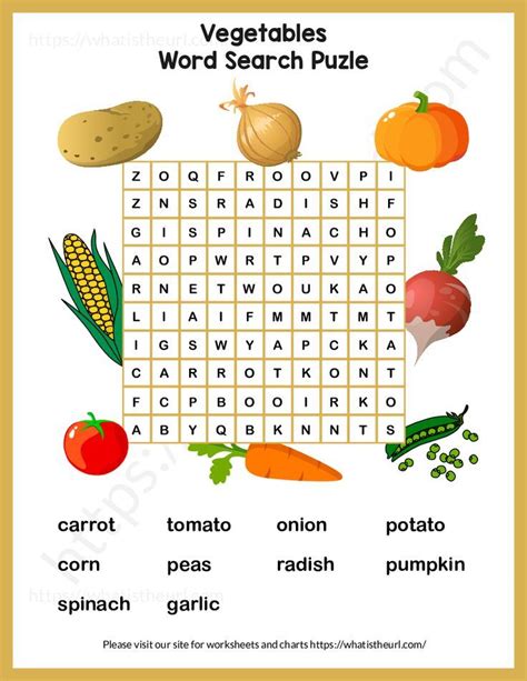 Vegetables Word Search Puzzle Artofit