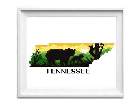 Number of colors used in this chart: Tennessee state Modern Cross Stitch Pattern, nature ...
