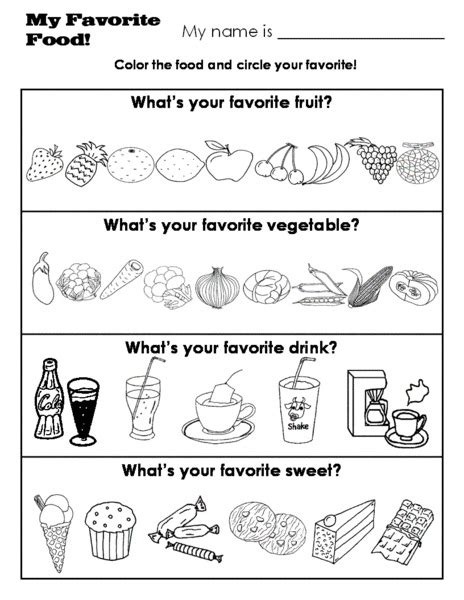 My Favorite Food Worksheet For 2nd 4th Grade Lesson Planet