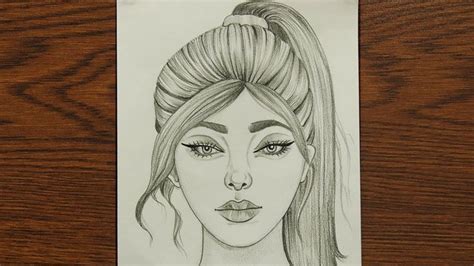 How To Draw A Girl With Ponytail Hairstyle Pencil Sketch Face