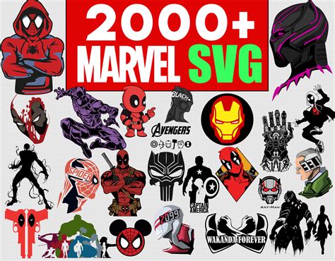 2000 Marvel SVG Bundle Designerpick