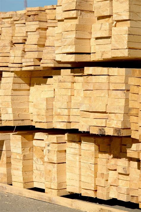 Wooden Planks On Timber Yard Warehouse Or Sawmill Stock Image Image