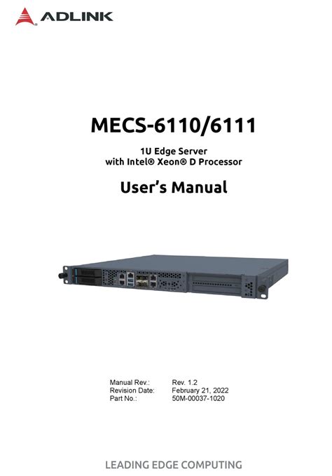Adlink Technology Mecs 6110 User Manual Pdf Download Manualslib