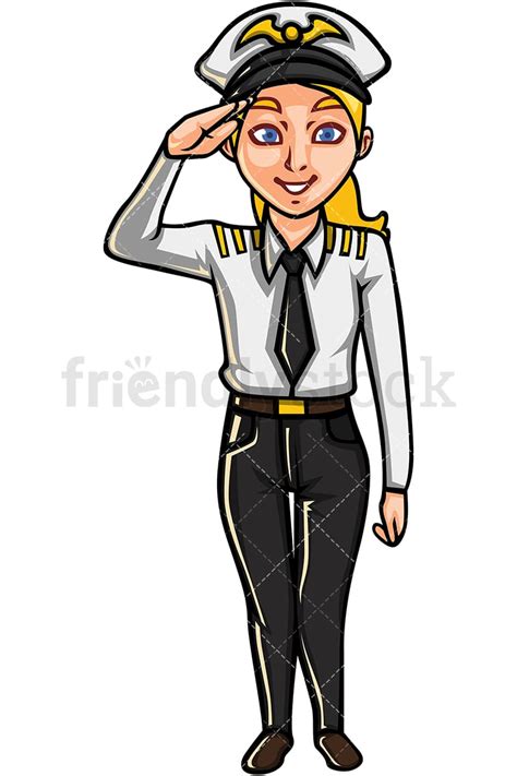 Commercial Airline Female Pilot Cartoon Vector Clipart Friendlystock