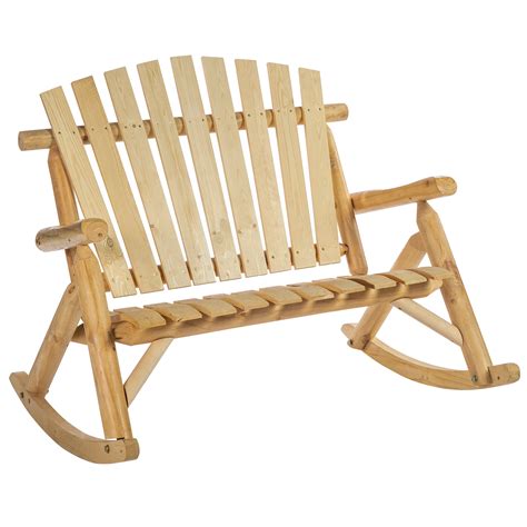 Outsunny Wooden Rustic Rocking Chair Indoor Outdoor Adirondack Log