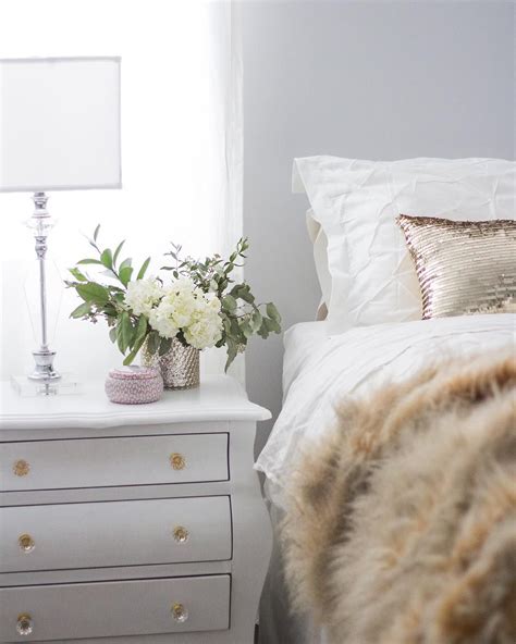Set (queen bed, nightstand, and dresser), created for macy's. Gorgeous white bedroom with white bedding, sequinned ...