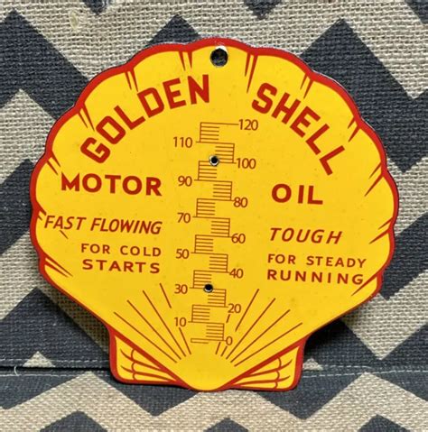 Vintage Golden Shell Motor Oil Clam Porcelain Sign Gas Pump Gasoline