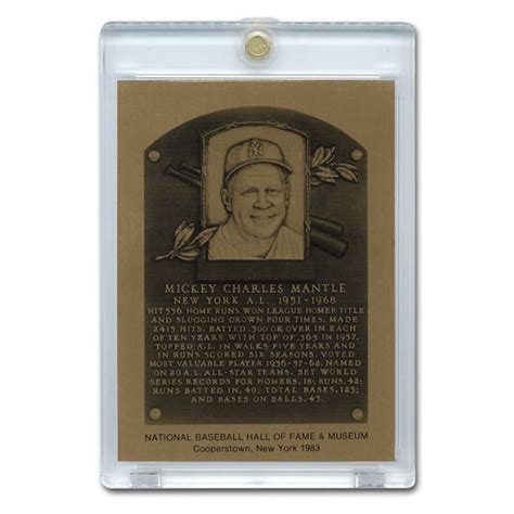 Mickey Mantle 1983 Hall Of Fame Metallic Plaque Card