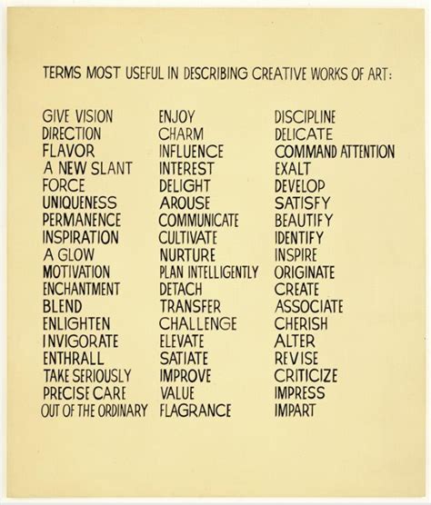 Terms Most Useful In Describing Creative Works Of Art John Baldessari