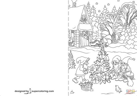 gnomes  decorating christmas tree card coloring page  printable coloring pages
