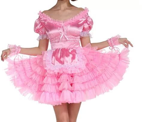 sissy maid pink satin lockable dress cosplay costume cd tv tailor made 68 50 picclick