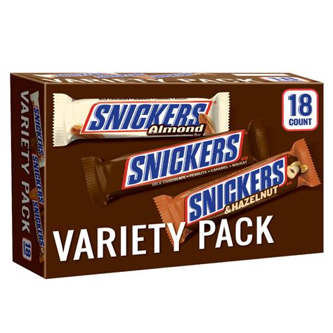 Snickers Variety Pack Singles Size Chocolate Candy Bars 18 Ctbox