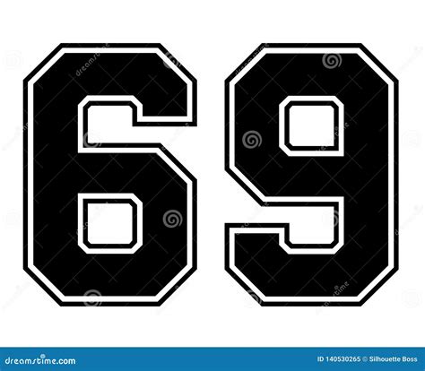 69 Classic Vintage Sport Jersey Number In Black Number On White