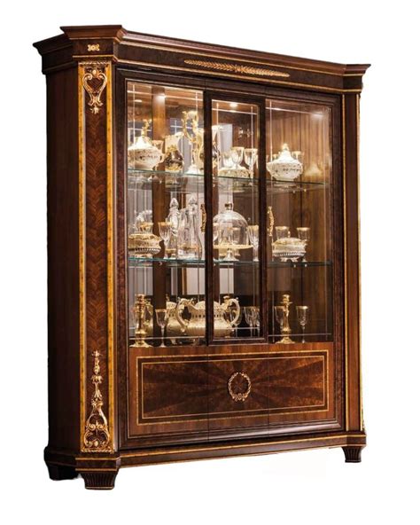 Arredoclassic Modigliani Mahogany Italian 2 Glass Door Display Cabinet