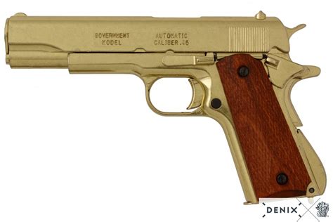M1911a1 Automatic 45 Pistol Usa 1911 Wwi And Ii Gold Effect The