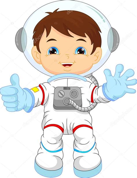 Cartoon Little Boy Wearing Astronaut Costume — Stock Vector