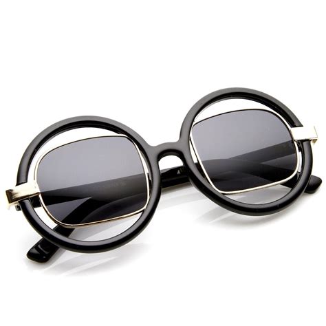 designer fashion round square lens cut out sunglasses zerouv