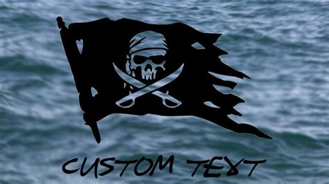 Pirate Ship Flag Vinyl Decal W Text Option Jolly Roger Etsy