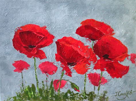How To Paint Poppies In Acrylic On Canvas View Painting