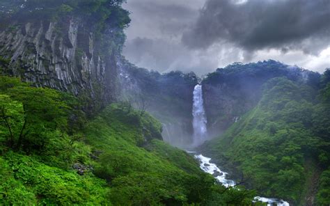 Hintergrundbilder Japan Bäume Landschaft Wald Wasserfall Wasser