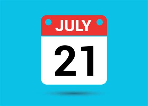 July 21 Calendar Date Flat Icon Day 21 Vector Illustration 34900256