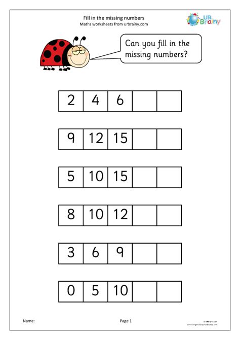 Fill In The Missing Number Worksheet Worksheets For Kindergarten