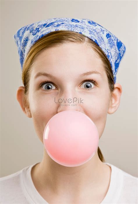 Woman Blowing Bubble With Chewing Gum Picture And Hd Photos Free