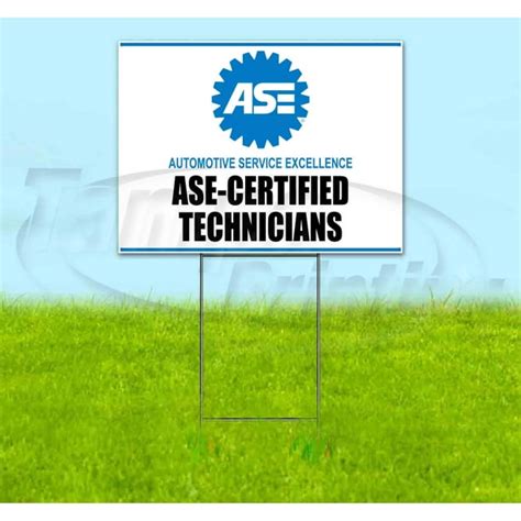 Ase Certified Tech 18 X 24 Yard Sign Includes Metal Step Stake