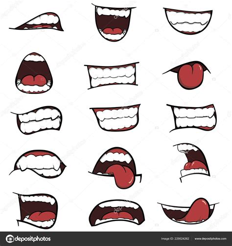Set Cartoon Mouths You Design Different Emotions Cartoon Mouths — Stock