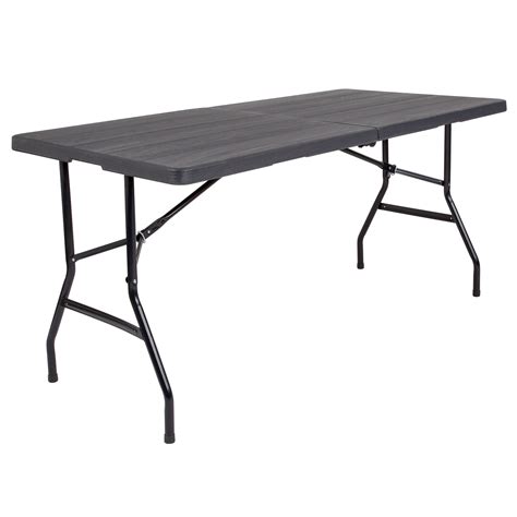 59 Gray Plastic Bi Fold Folding Table With Carrying Handle Walmart