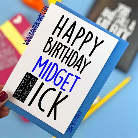 Happy Birthday Midget Dk Plain Fb Funny Cardsbanter Etsy