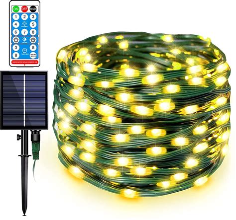 98ft 300 Led Solar String Lights Outdoor 8 Modes Warm White Solar
