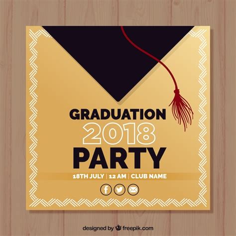 Premium Vector Elegant Graduation Party Invitation Template With Flat