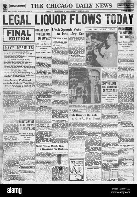 1937 The Philadelphia Inquirer Usa Front Page End Of Prohibition