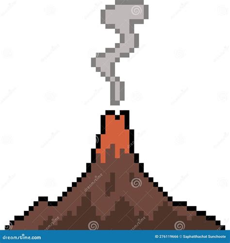 Pixel Art Volcano Mountain Smoke Stock Vector Illustration Of Smoke