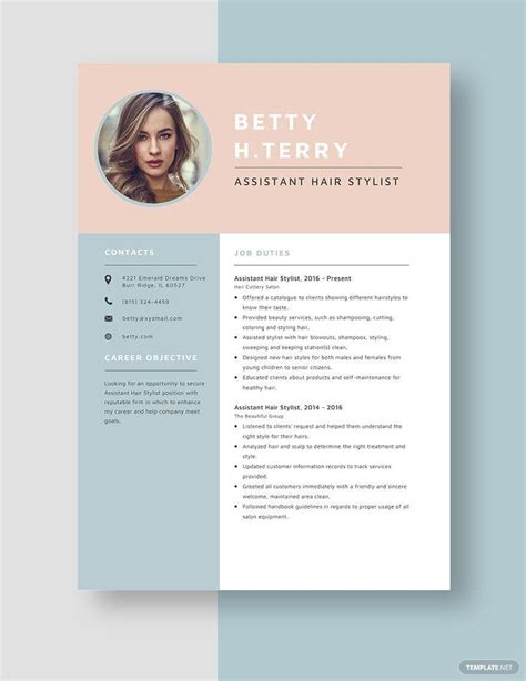 Assistant Hair Stylist Resume In Pages Word Download