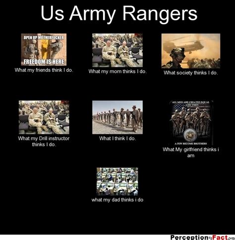 Us Army Rangers What People Think I Do What I Really Do Perception Vs Fact